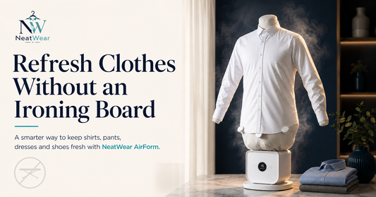 NeatWear AirForm refreshing clothes without an ironing board